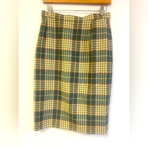 Jaeger London Wool Skirt Vintage Plaid pencil‎ skirt size 12 from Great Britain